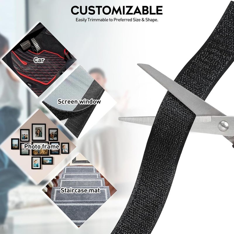 MAXECHO 1 Inch x 27 Feet Strong Sticky Back Heavy Duty Hook and Loop Tape with Adhesive, Non-Slip, Double Sided Strip Roll for Crafting & Wall Hanging, Black - Image 5